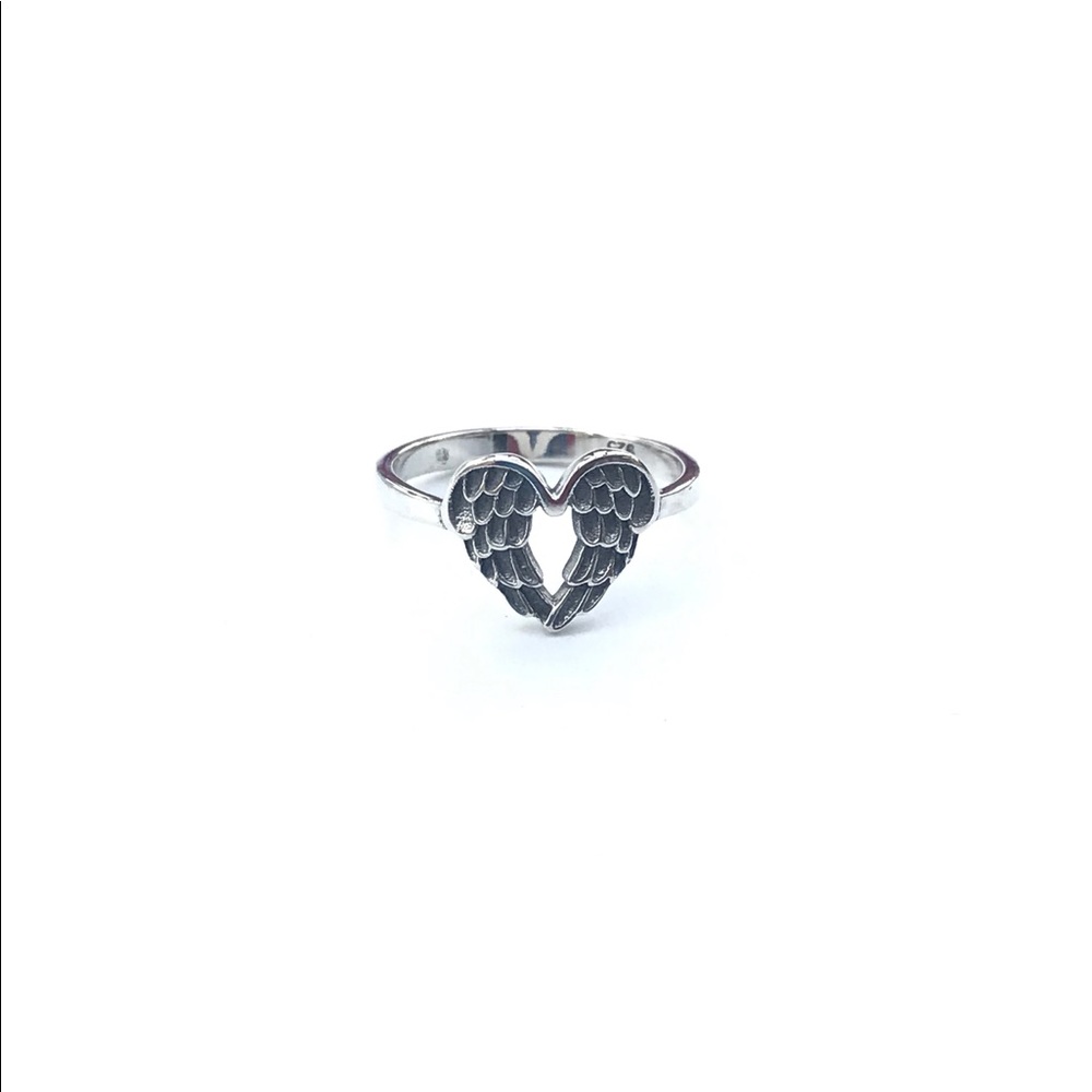 Heart Angel Wings Sterling Silver Ring - Picture 4 of 8